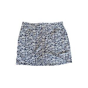 St Johns Bay Womens Floral Print Skort Size 14 Cotton Blend Navy & White With Po